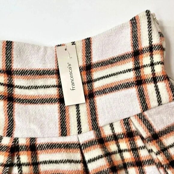 NWT Francesca’s Blue Rain Pleated Plaid Mini Skirt Size Small Academia - Picture 5 of 14